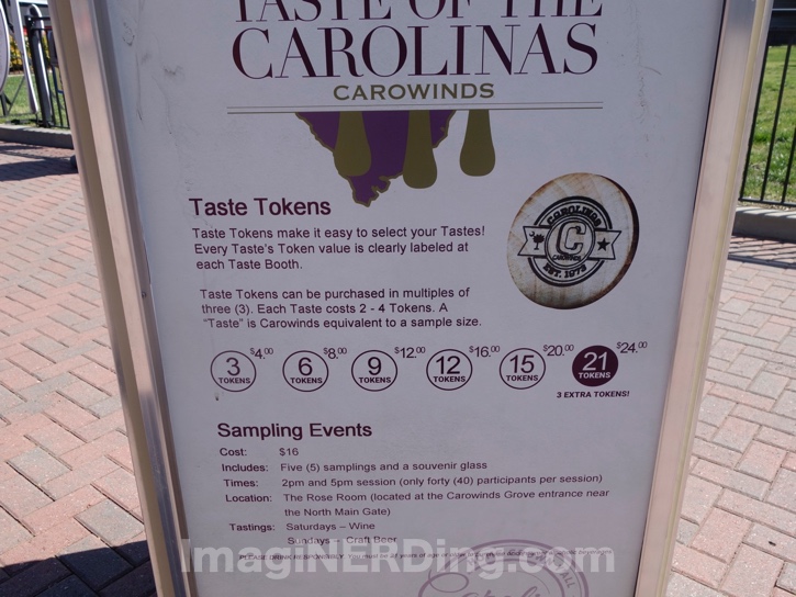 carowinds taste of the carolinas 2016 tokens