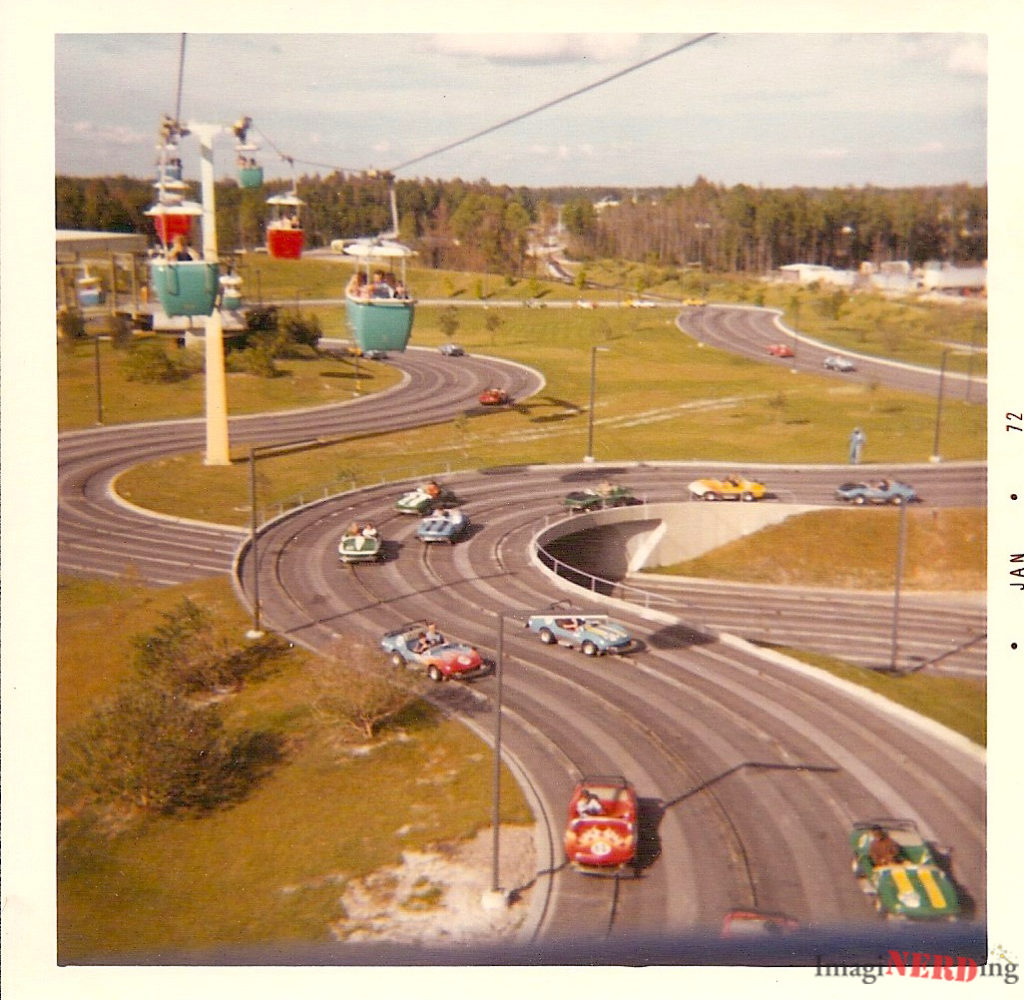 vintage magic kingdom photos The Grand Prix Raceway from the Skyway.