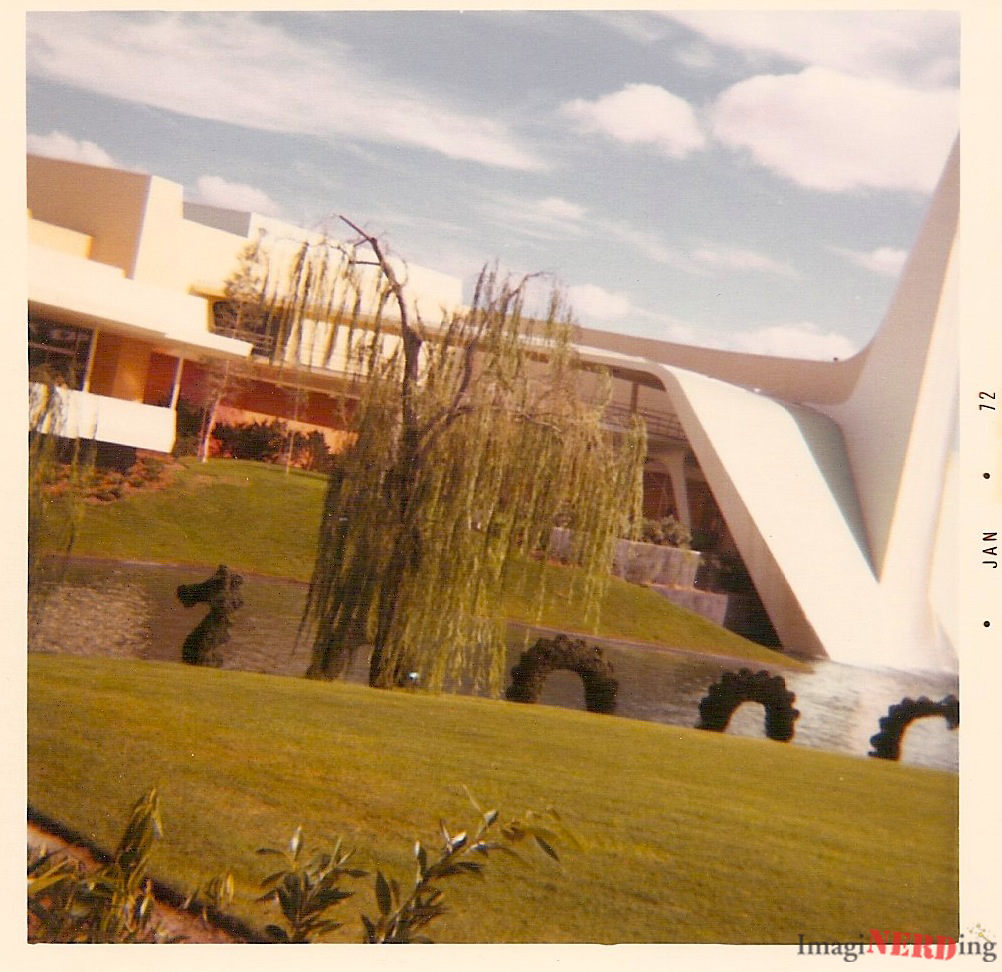 vintage magic kingdom photos A shot of the entrance to Tomorrowland with the Sea Serpent topiary.