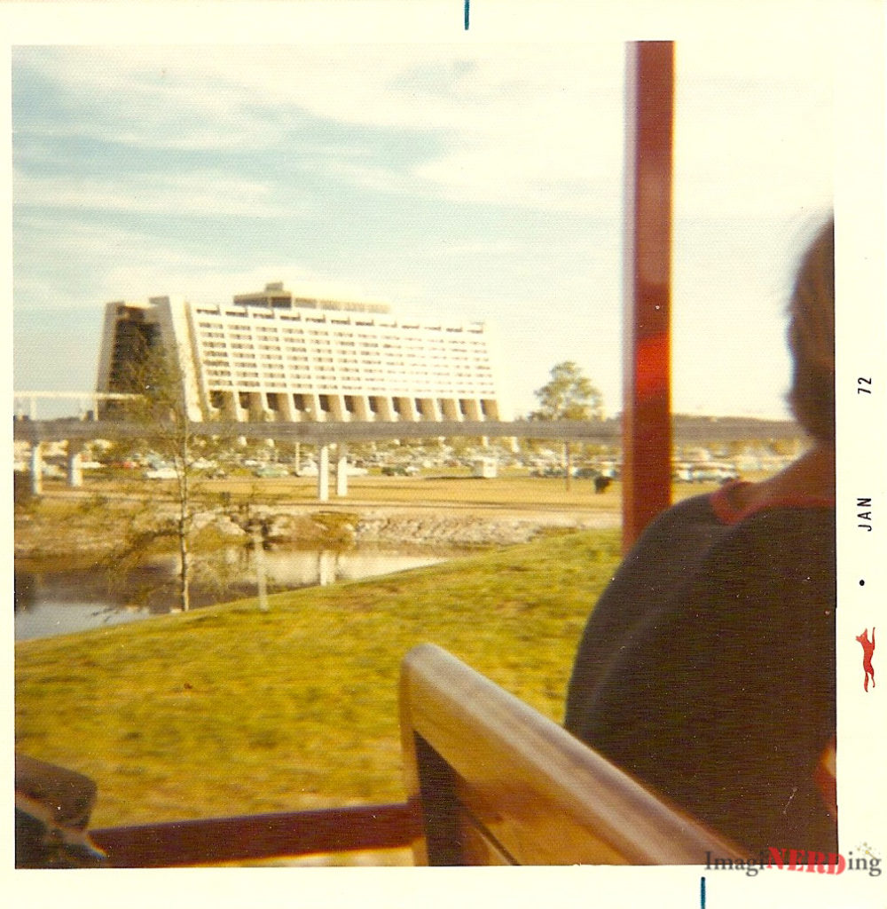 vintage magic kingdom photos A shot of the Contemporary Resort from the Walt Disney World Railroad.