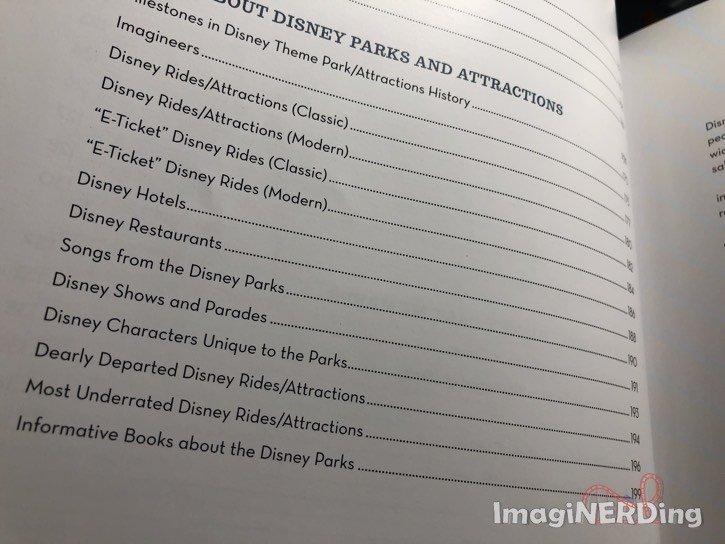 table of contents page from Top Disney by Christopher Lucas