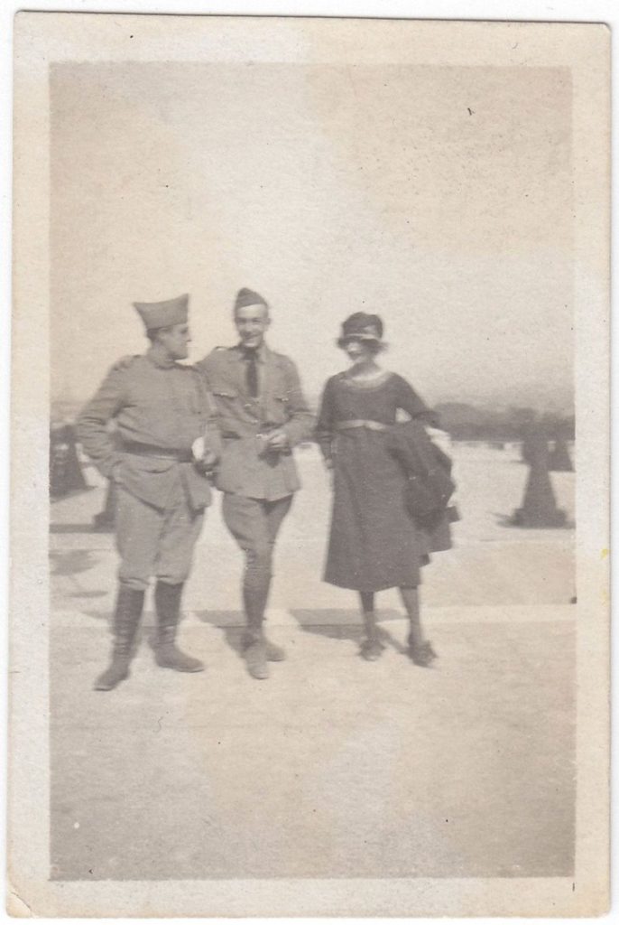 image of Walt Disney with three people in France after World War I.