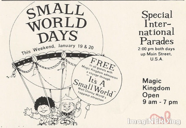 small world days at the magic kingdom in 1974