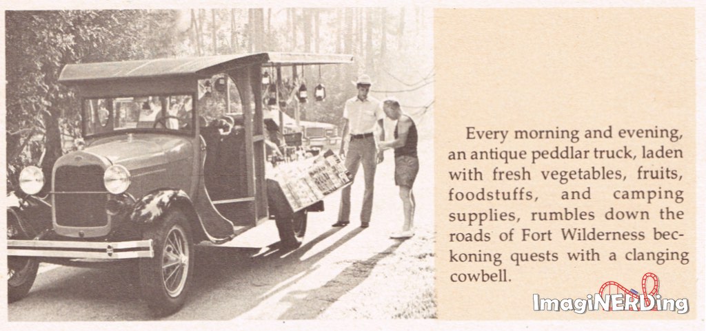 Image from 1975 WDW News about the Fort Wilderness Peddlar Truck