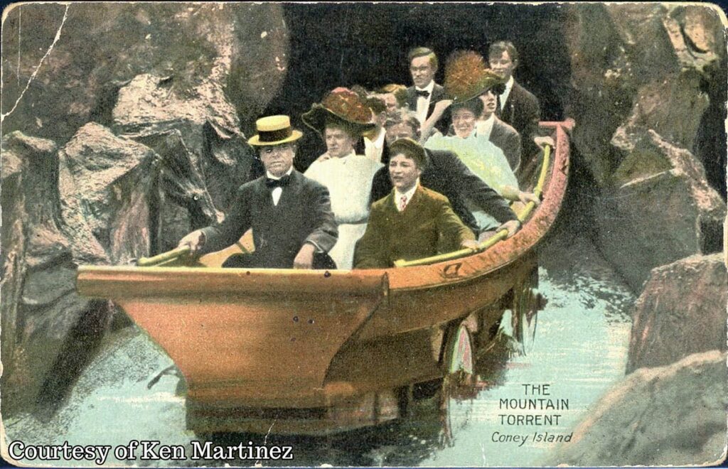 a postcard image of the Mountain torrent attraction at Luna Park in Coney Island from circa 1906