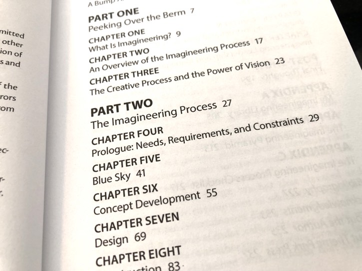 imagineering process table of contents