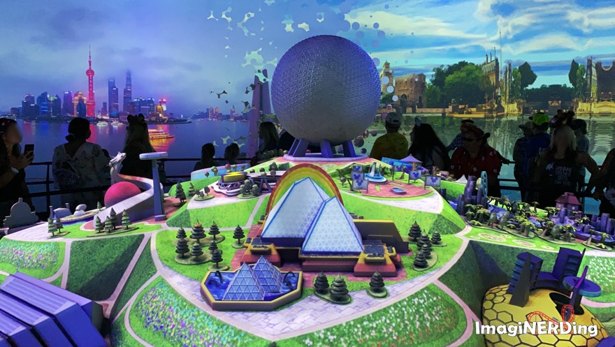 the imagination pavilion and spaceship earth models from epcot experience