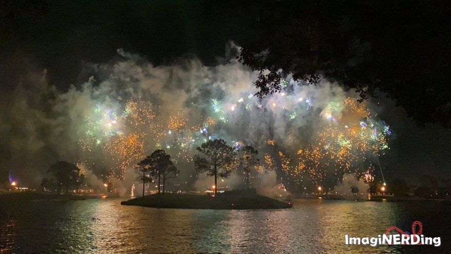 fireworks over world showcase lagoon from Epcot Forever