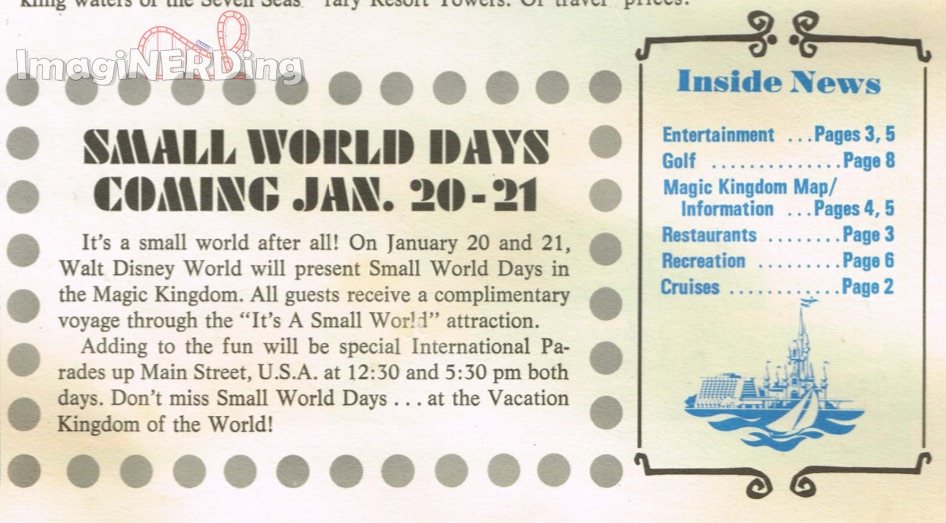 small world days advertisement from walt disney world news
