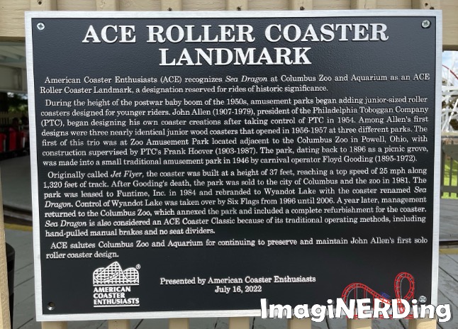 Sea Dragon ACE Roller Coaster Landmark Plaque
